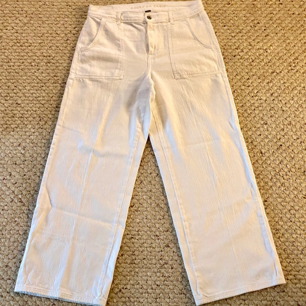 American Eagle Outfitters White Wide Leg Jeans - Picture 6 of 9
